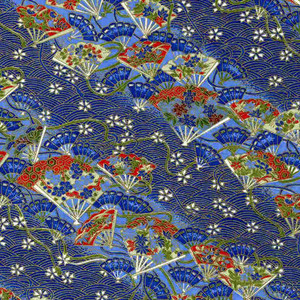 Chiyogami Japanese Paper 758C Blue Floral Fans