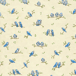 Chiyogami Japanese Paper 907C Blue and Ivory Birds