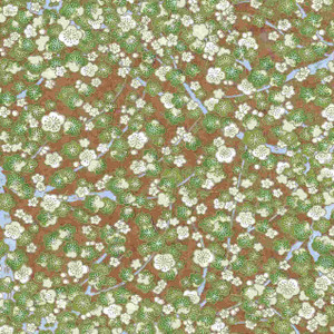 Chiyogami Japanese Paper 716C Green and Brown Floral
