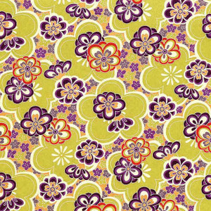 Chiyogami Japanese Paper 724C Green Retro Floral