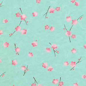 Chiyogami Japanese Paper 735C Turquoise and Pink Floral