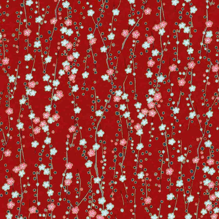 Chiyogami Japanese Paper 740C Red Floral