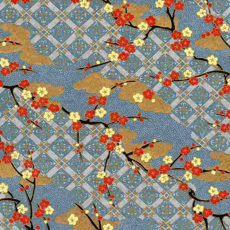 Chiyogami Japanese Paper 881C Turquoise Floral