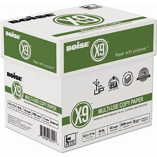 Boise® X-9® Multi-Use Copy Paper, Letter Size, 20 Lb, Bright White, Case Of 10 Reams of 500 sheets

