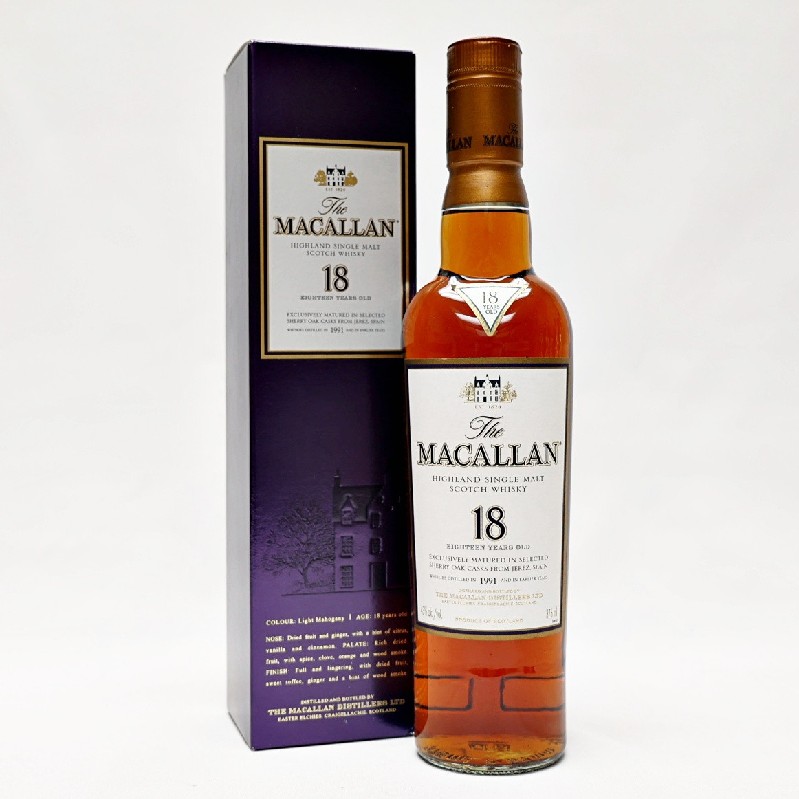 マッカラン　1991年　Macallan 18 Year Old 375ml 1991 The Macallan 18 Year Old Sherry Oak Single Malt Scotch