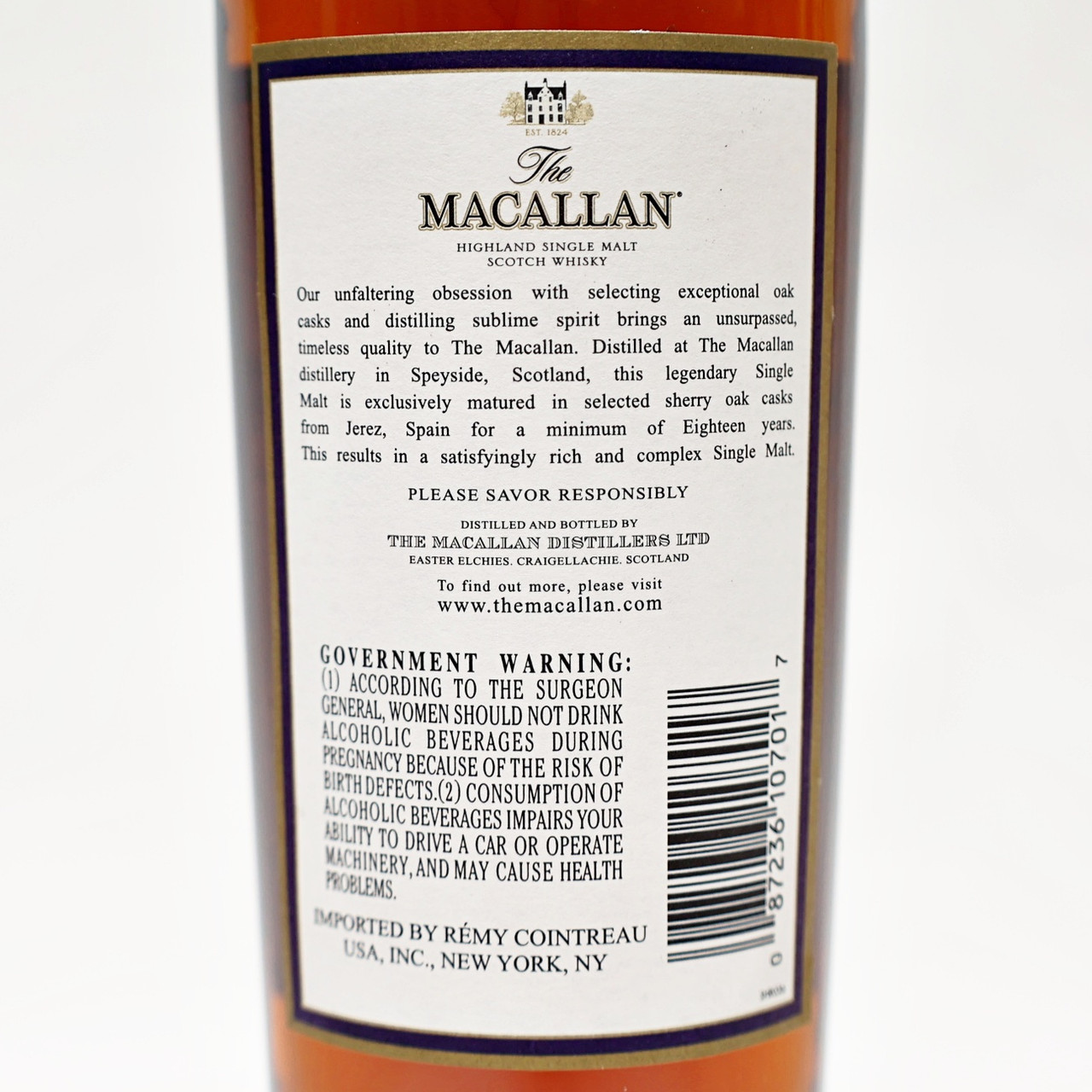 375ml 1991 The Macallan 18 Year Old Sherry Oak Single Malt Scotch