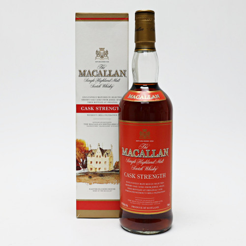 The Macallan Cask Strength Single Malt Scotch Whisky, Speyside - Highlands, Scotland [red label, top shoulder] 21J0833
