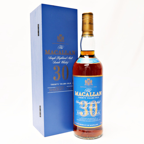 The Macallan Sherry Oak 30 Year Old Single Malt Scotch Whisky, Speyside - Highlands, Scotland [blue label, 1990's] 24E1013