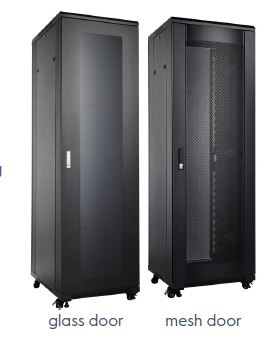 Garland Floor Rack 600 (W) x 600 (D) x 1178 (H) mm | Lockable Reversable Glass Door | 22RU | Black