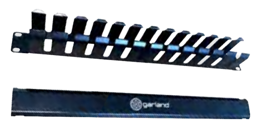 Garland Horizontal 1RU Cable Manager with cover | 12 Slots | Black