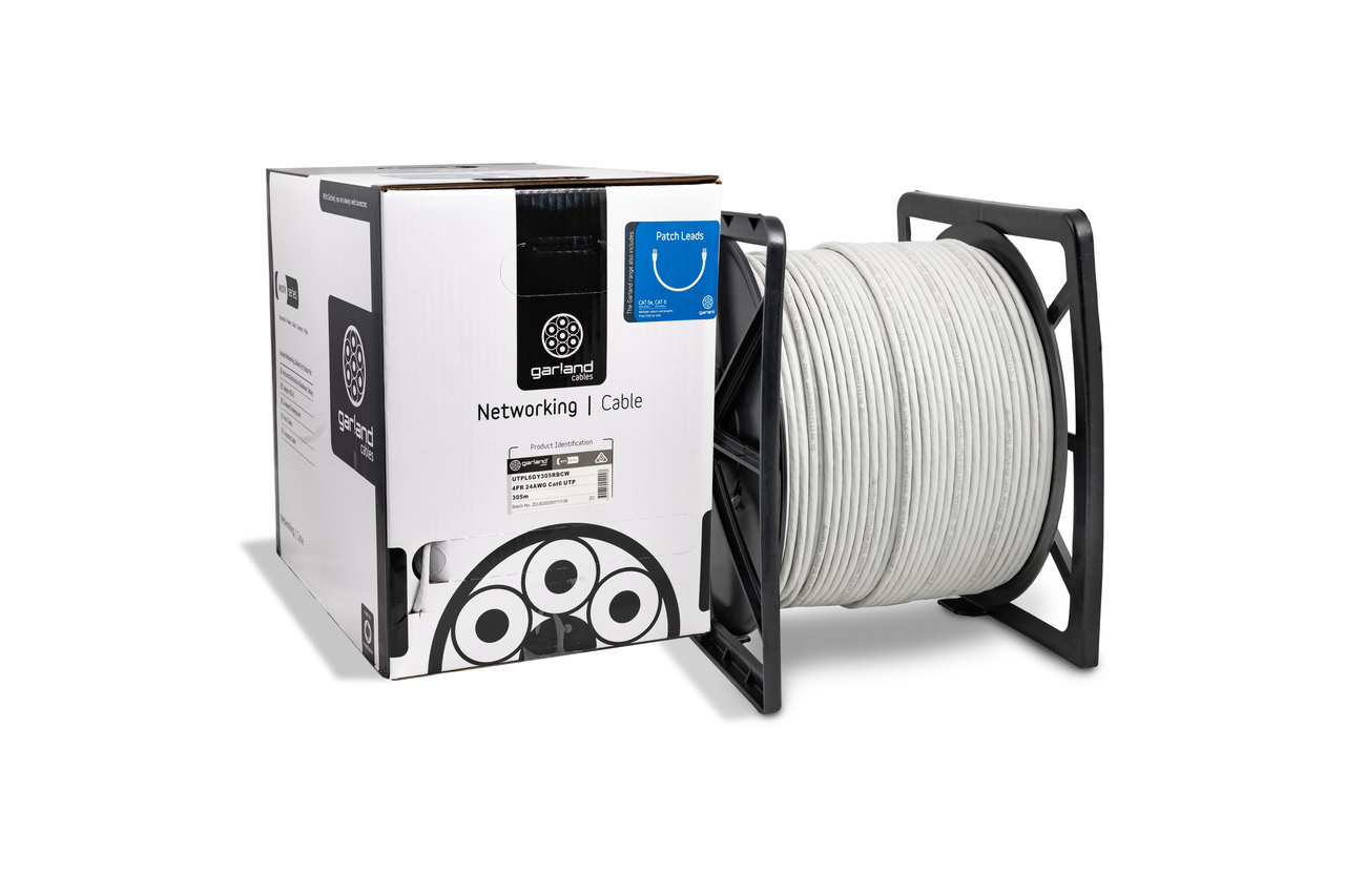 Garland CAT6 LAN Cable Reel Box U/UTP Solid Conductor PVC| 305m | Grey