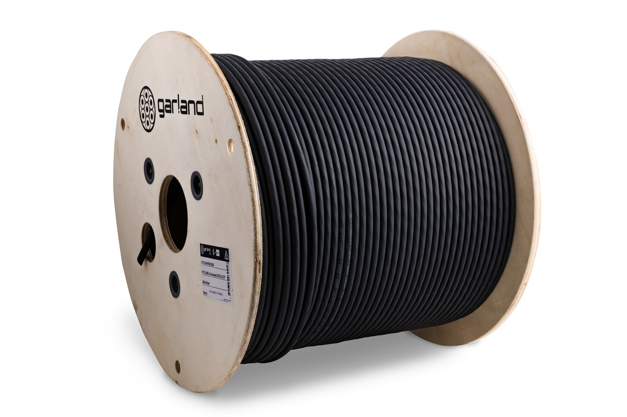 Garland CAT6A LAN Outdoor Gel Filled F/UTP Solid conductor on a Reel | 305m | Black