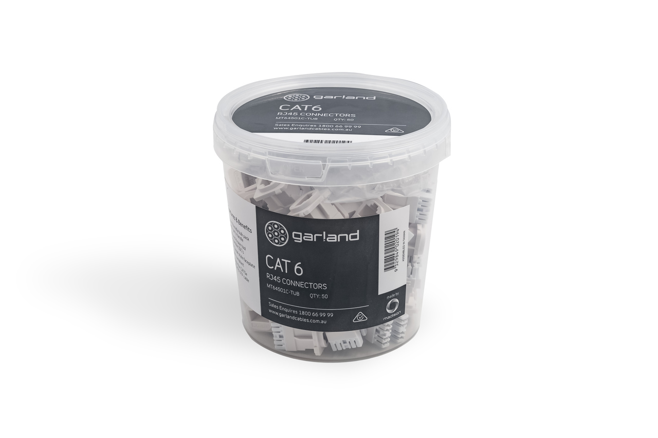 Garland CAT6 RJ45 Jack/Outlet | Tub of 50 | White