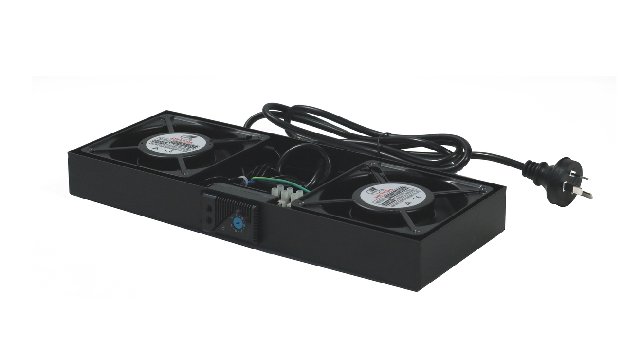 Garland Wall Rack Compatible 2-Fan Unit Ceiling Install| 1RU | Black