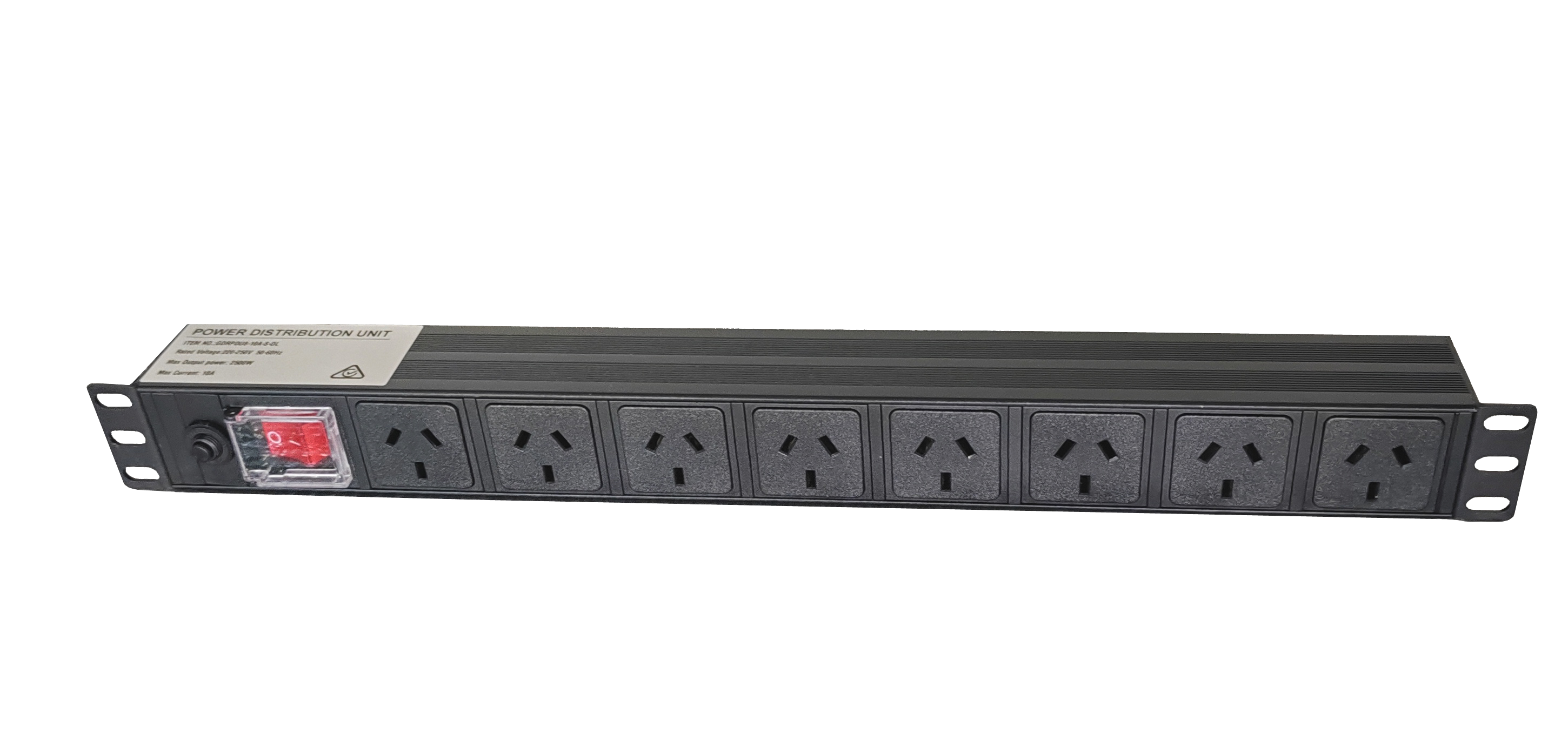 Garland 19" Horizontal Mounting PDU 10A Overload and Protection Switch | 1 RU | 8 Ports | Black