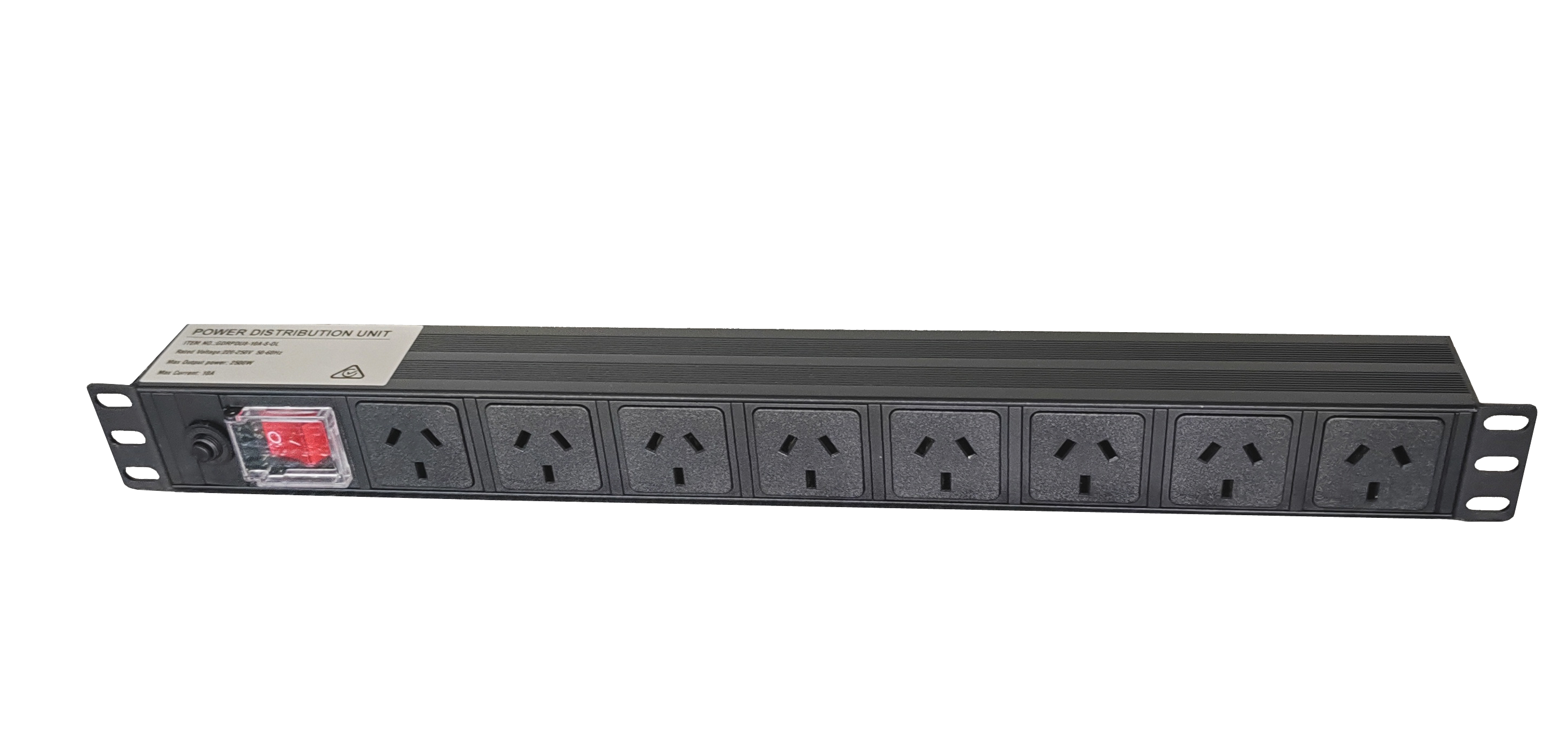 Garland 19" Horizontal Mounting PDU 10A Overload and Protection Switch | 1 RU | 6 Ports | Black
