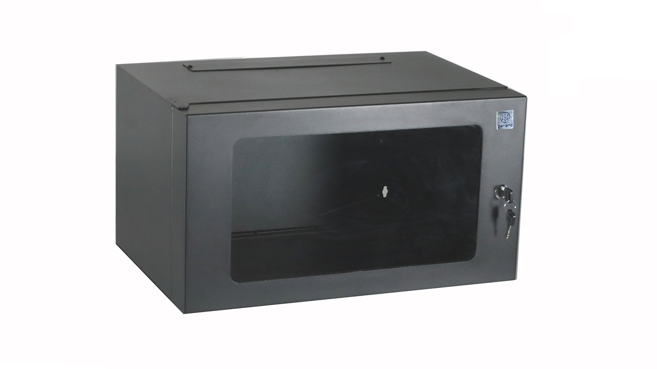 Garland Wall Rack 540 (W) x 360 (D) x 290 (H) mm | Lockable Glass Door | 6RU | Black