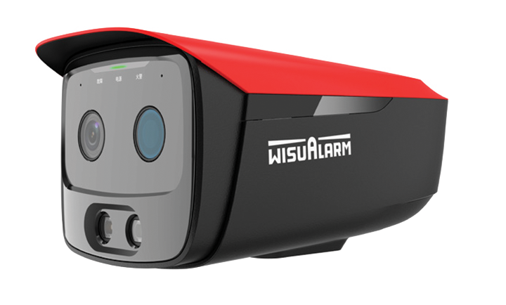 WisuAlarm | Flame Detection Bullet Network Camera | 7mm Thermal Lens | Power Supply Req | IP67 Rated | Black / Red