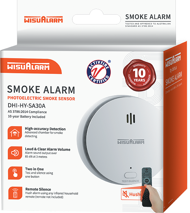 WisuAlarm | Photoelectrc Smoke Alarm | Standalone | 10-year Sealed Battery | White