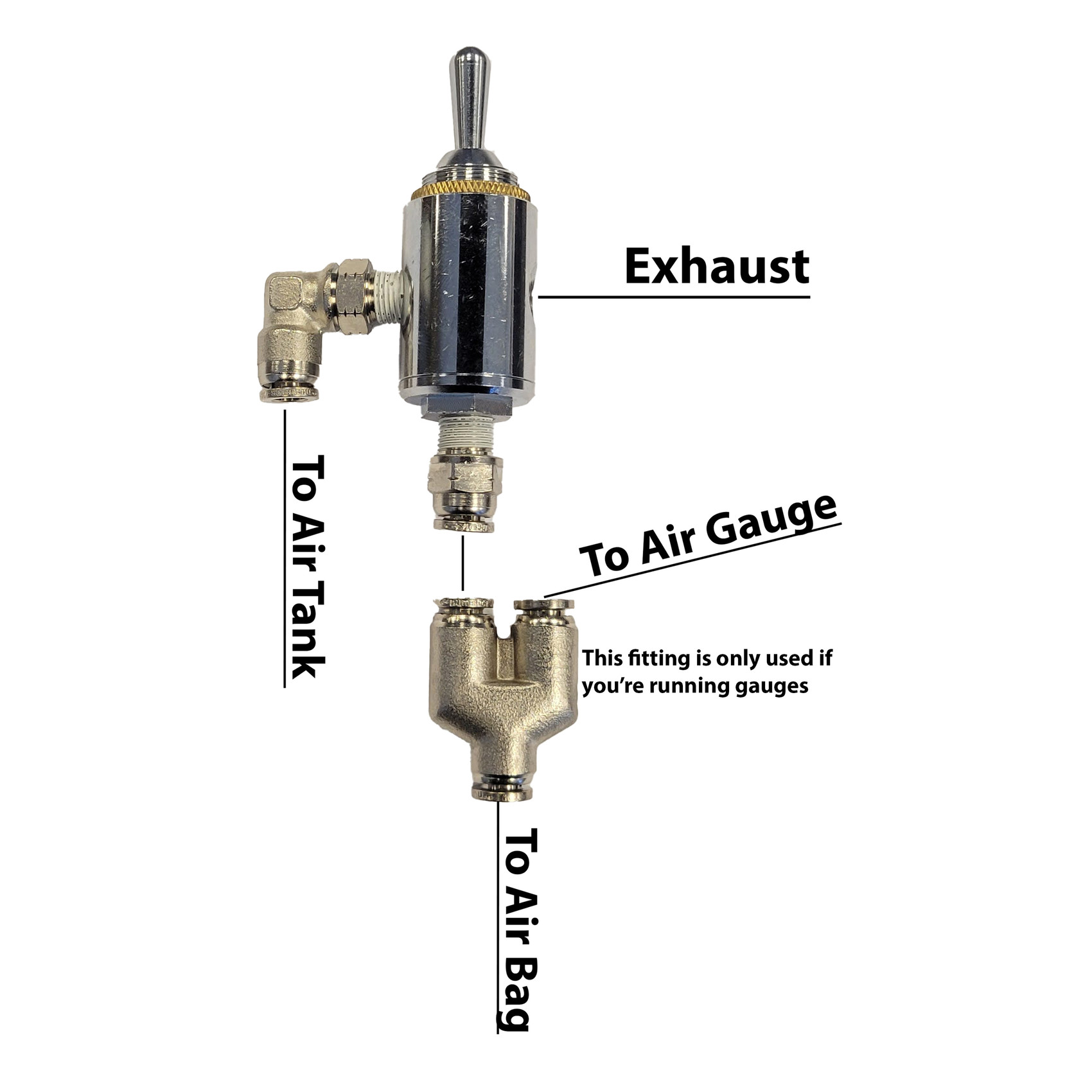 2 Corner Manual Toggle Valve Air Management Kit - Switch Suspension