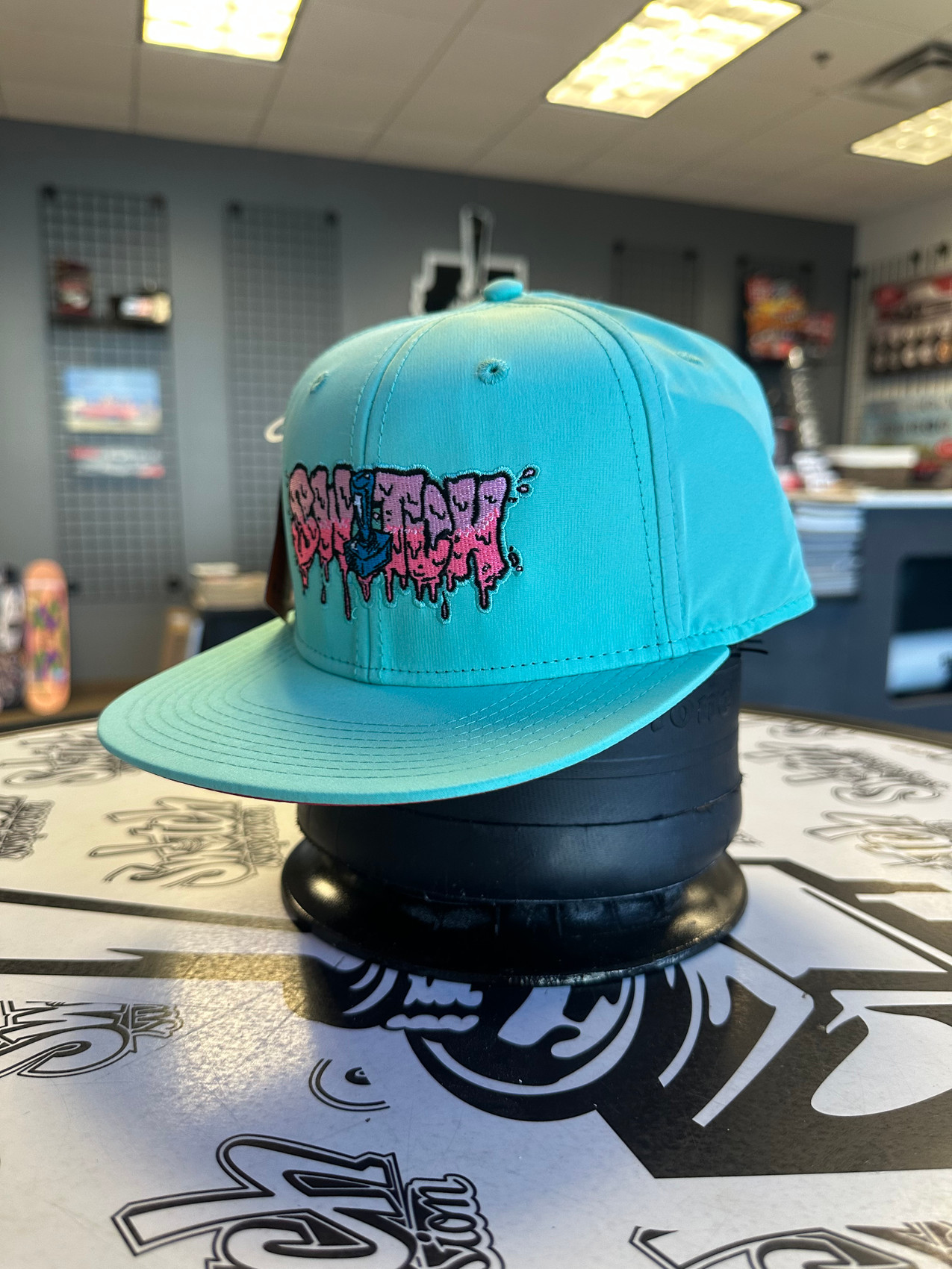 Bubblegum Teal Flat Bill Snapback Hat - Classic Fit