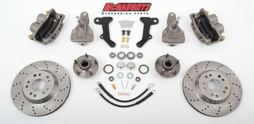 Buick Regal 1964-1972 13" Front Cross Drilled Disc Brake Kit & 2" Drop Spindles; 5x4.75 Bolt Pattern - McGaughys Part# 63236