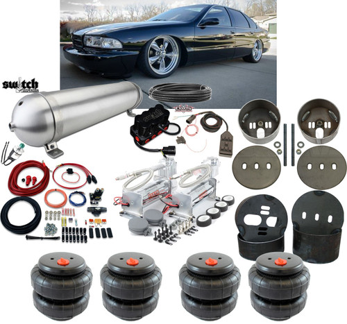 Chevrolet Impala SS 1994-1996 Front & Rear Complete Kit Air Management 2500 Bags Brackets
