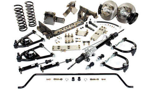 Mustang II front suspension kit with tubular control arms and crossmember.