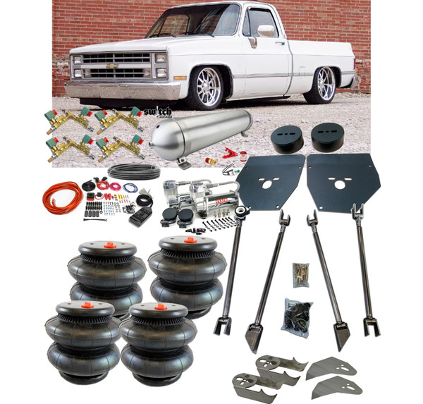 Chevrolet C-10 1973-1987 Front & Rear Bags & Brackets FAST Air Management 4 Link