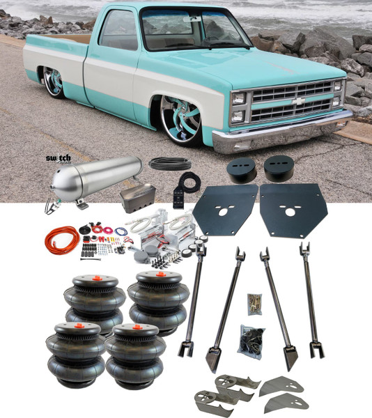 Chevrolet C-10 1973-1987 Front & Rear Bags and Brackets with Air Management 4Link