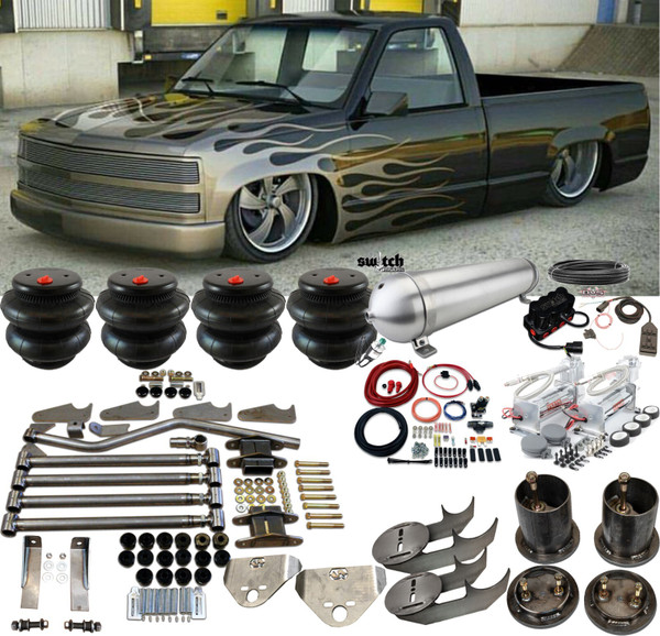 C1500 1988-1998 Front & Rear Bags Brackets 4 Link with Air Management Shock Relocators