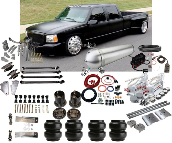 Complete Air Ride 88-98 C3500 with Air Management Slam Specialties SS-7 Bags Watts Link
