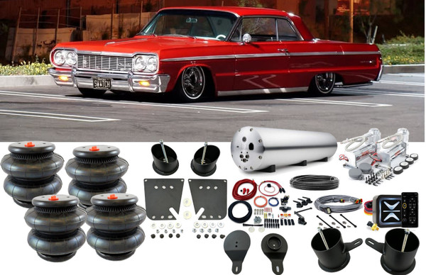 Chevrolet Impala 1958-1964 Front & Rear Bags & Brackets e-Level+ Air Management