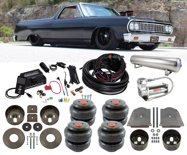 Chevrolet El Camino 64-72 Front & Rear Bags Brackets with Air Lift 3P Management