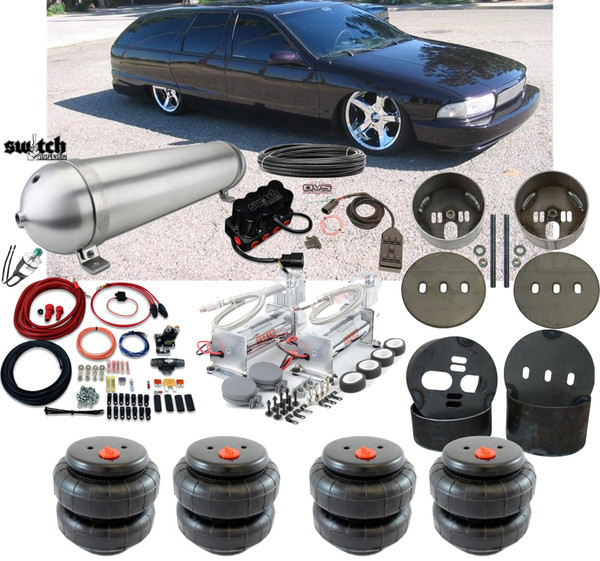 Chevrolet Caprice 1991-1996 Front & Rear Complete Kit Air Management 2500 Bags Brackets