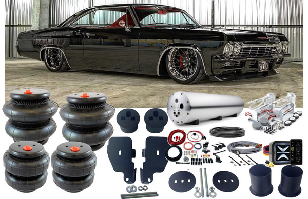 Chevrolet Impala 1965-1970 Front & Rear Bags & Brackets e-Level+ Air Management
