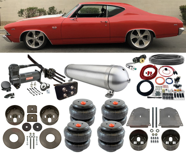 Pontiac GTO 64-72 Front & Rear Bags &Brackets with Manual Air Management