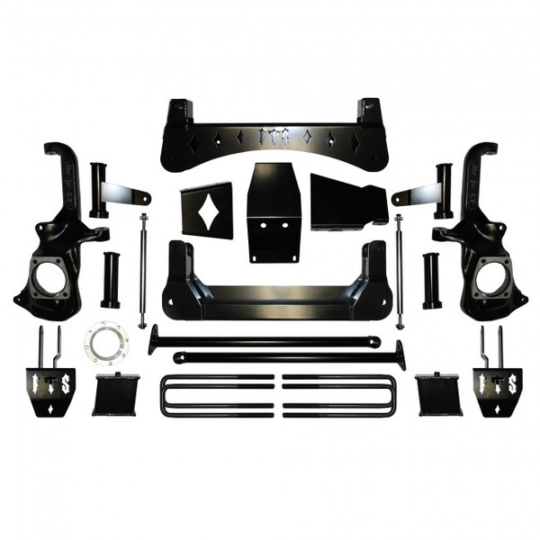 7-inch Silverado 2500HD lift kit displayed with suspension components