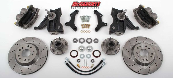 GMC C-10 1973-1987 13" Front Cross Drilled Disc Brake Kit W/Drop Spindles; 5x4.75 Bolt Pattern  - McGaughys Part# 33160