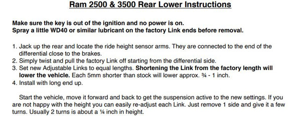 Dodge Ram 2500 2014-2025 Rear Ride Adaptive Suspension Lift Kit – 2.5” Adjustable Air Ride System