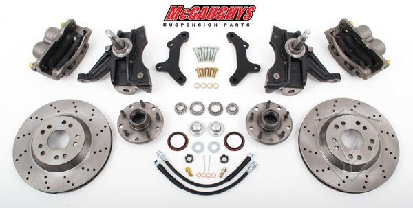 Chevrolet C-10 1963-1970 13" Front Cross Drilled Disc Brake Kit & 2.5" Drop Spindles; 5x4.75 Bolt Pattern - McGaughys Part# 63150