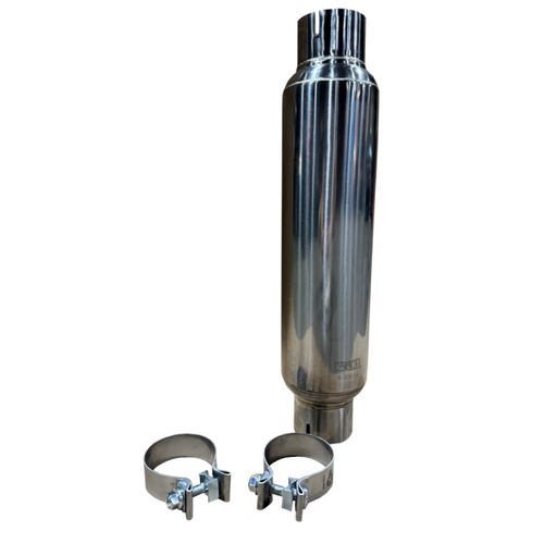Kooks 3in. Round Clamp In Muffler 14in. Long Polished Stainless Steel - R300-14-CI Photo - Unmounted