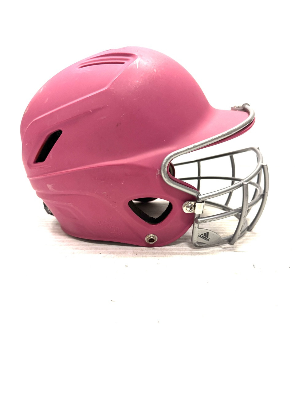 Used Adidas 6 3/8 - 7 5/8 INCH Batting Helmet w/Mask Pink S/M Used Adidas 6 3/8 - 7 5/8 INCH Batting Helmet w/Mask Pink S/M