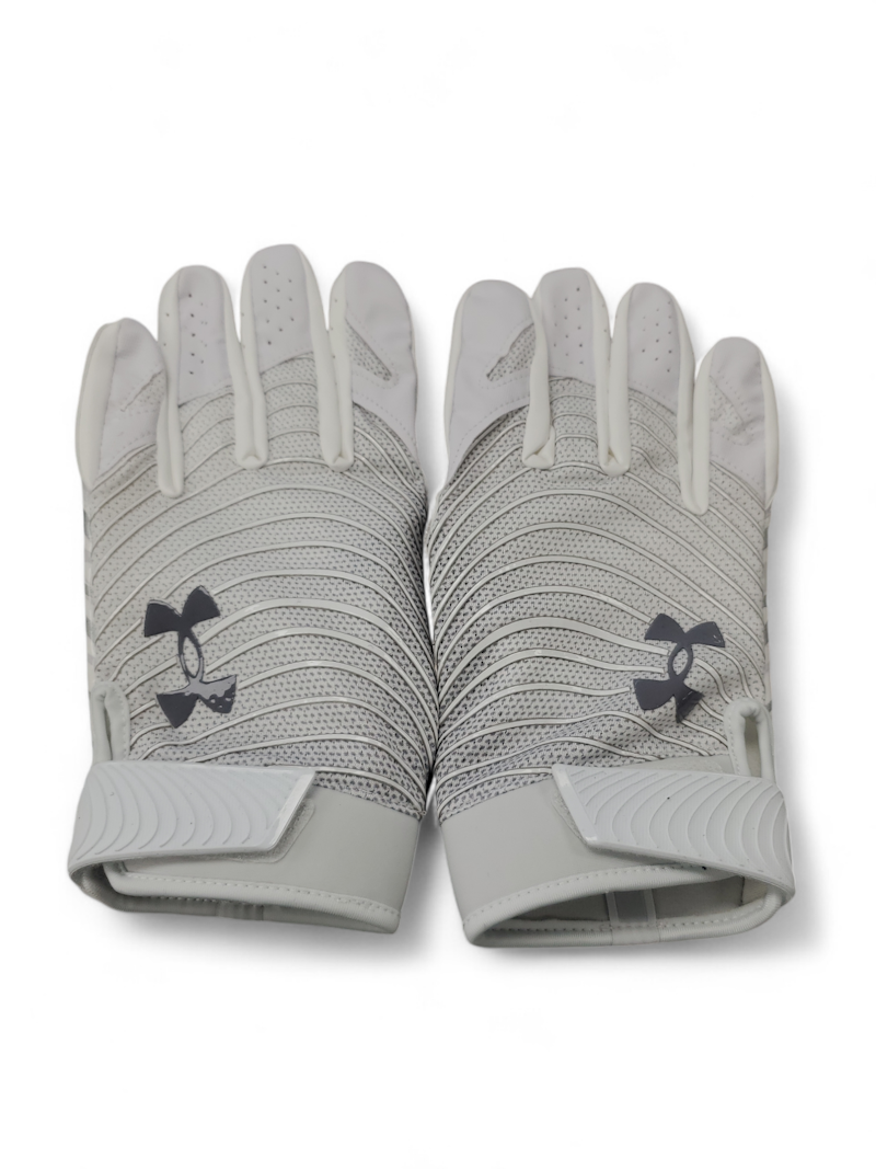 New Under Armour WHITE FOOTBALL GLOVES FB Gloves White 2X