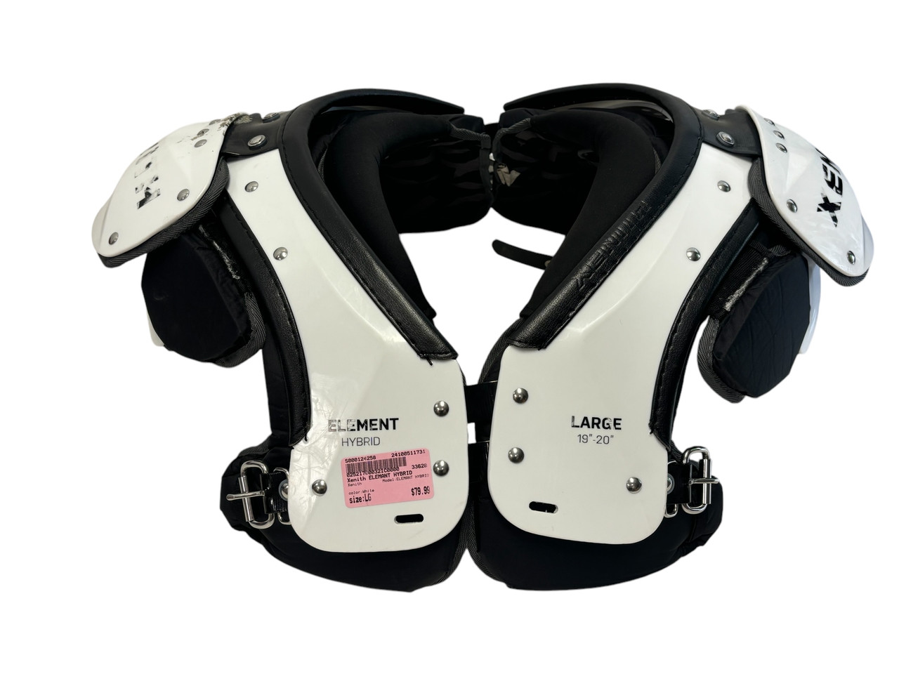Used Xenith ELEMANT HYBRID Football Shoulder Pads White LG