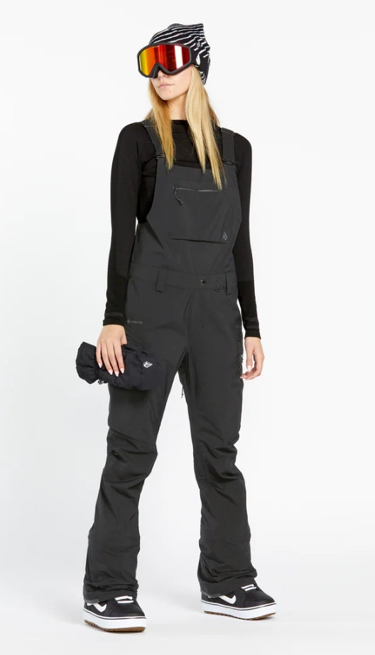 New VOLCOM WOMENS ELM STRETCH GORE-TEX BIB OVERALLS BLACK SM