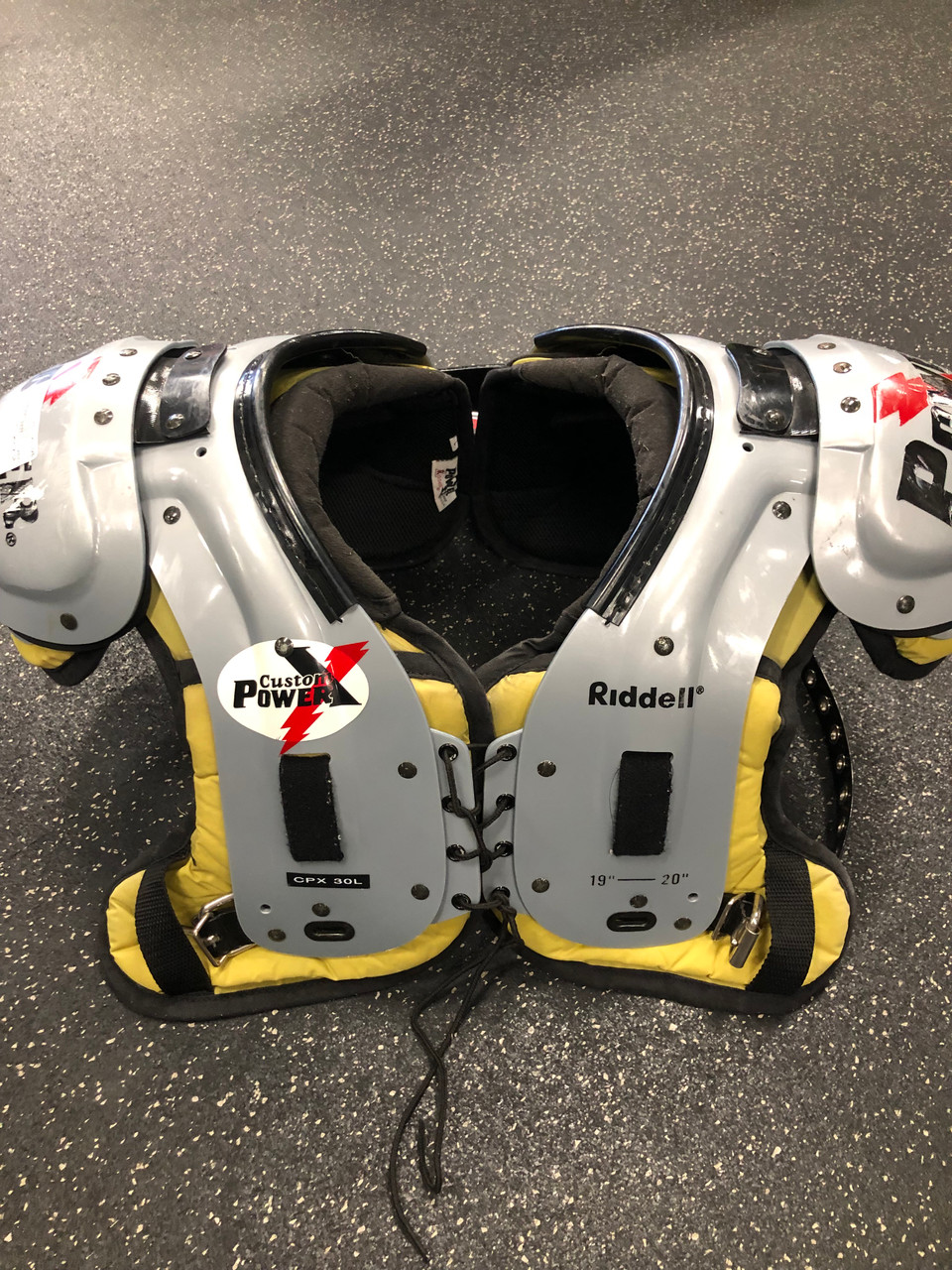 Used Riddell CUSTOM POWER X FB Shoulder Pads Grey LG 11726-S000273393