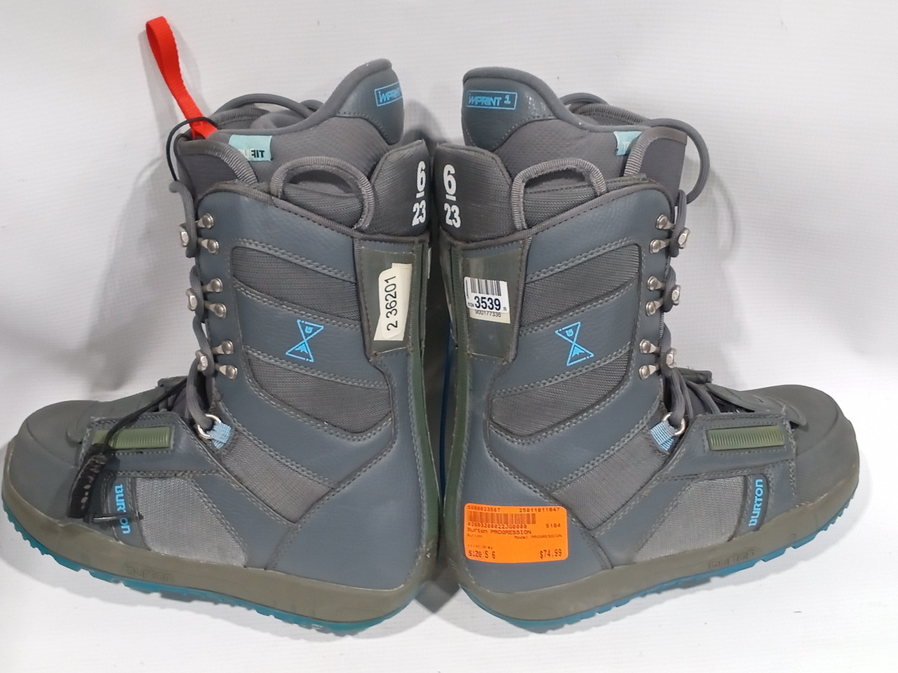 Used Burton PROGRESSION Womens Snowboard Boots Grey Senior 6