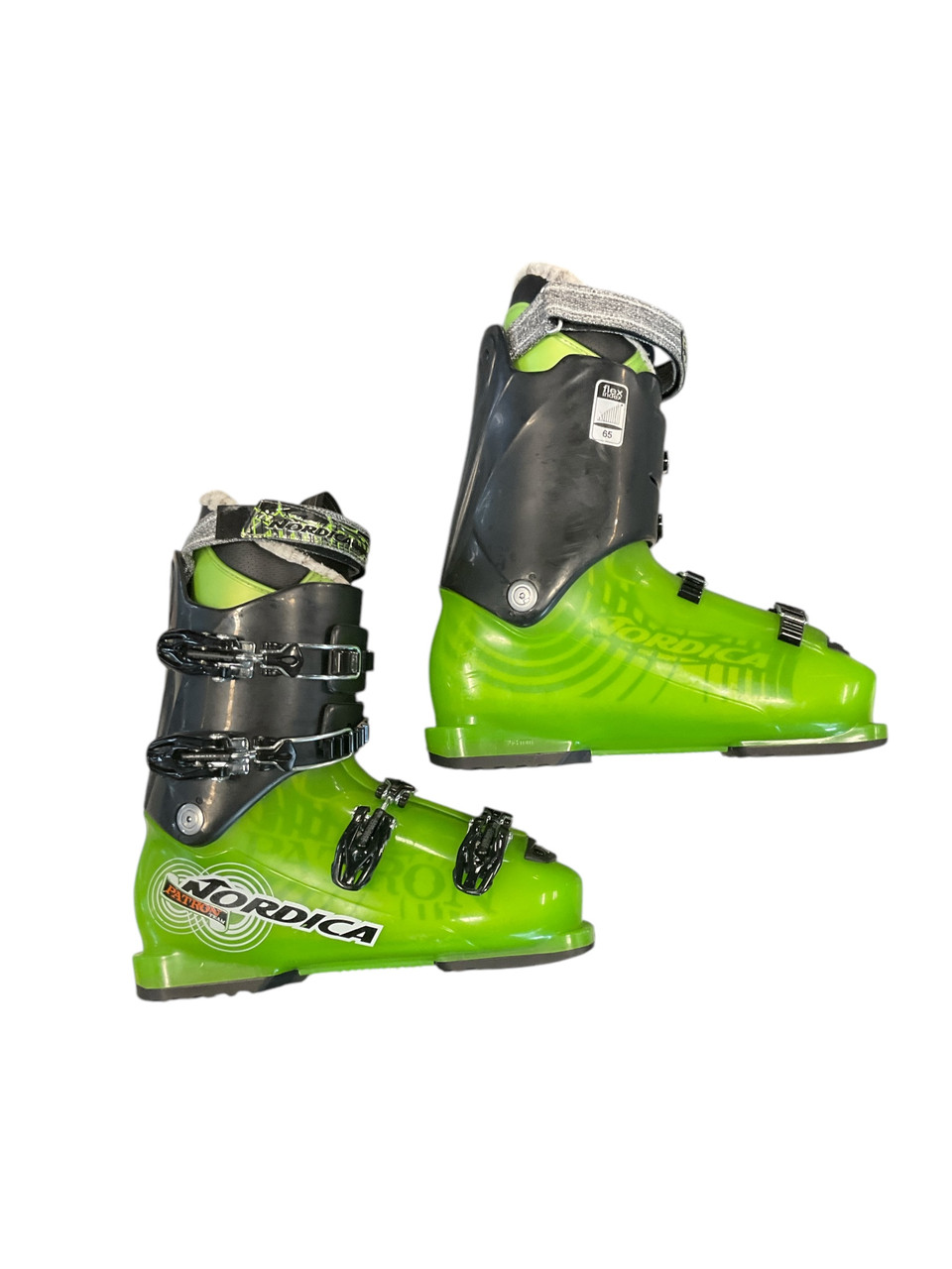 Used Nordica PATRON TEAM Mens DH Ski Boot Green 265 MP - M08.5 - W09.5