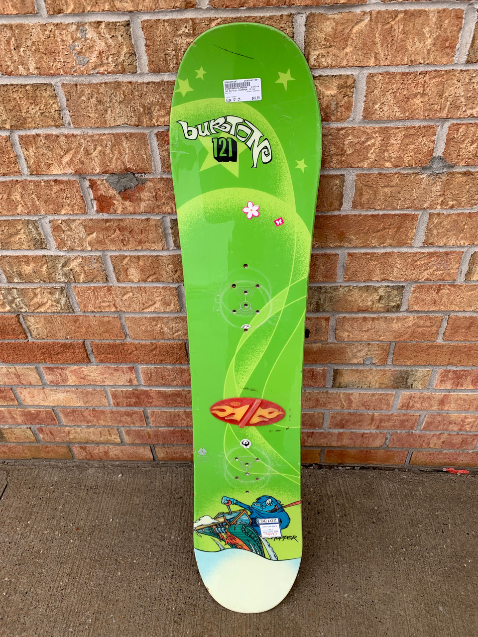 Used Burton CHOPPER Boys Snowboard Only Green 121 cm